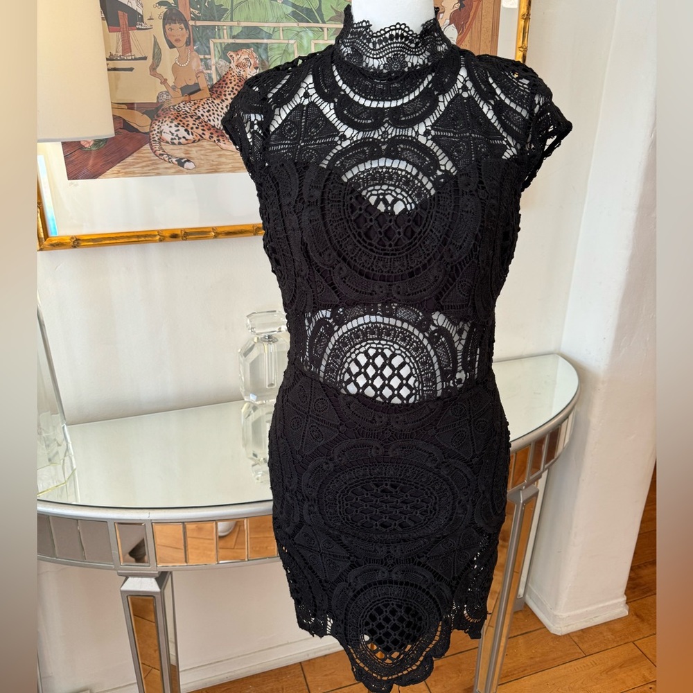 BEBE Black Lace Dress With Built In Lining.